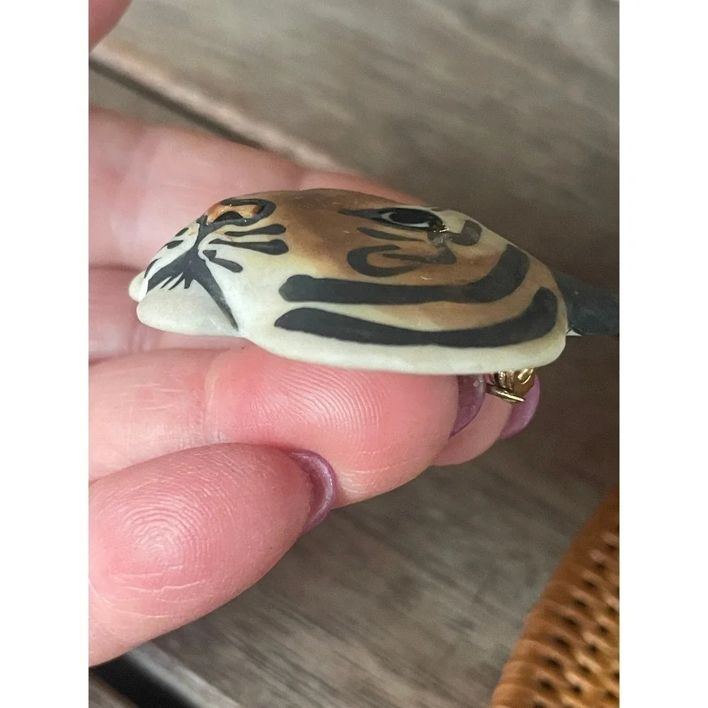 Carol Halmy Porcelain Tiger Brooch/Pin